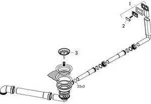 Сифон бутылочный для мойки с переливом Hansgrohe D14-10 43921800 Сифон бутылочный для мойки с переливом Hansgrohe D14-10 43921800, 2