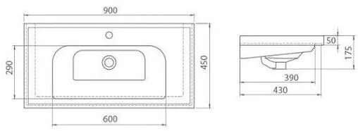 Раковина CeraStyle Frame 90 белый 031300-u