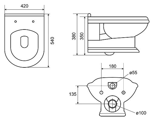 Унитаз подвесной Cezares King Palace белый CZR-163-TH