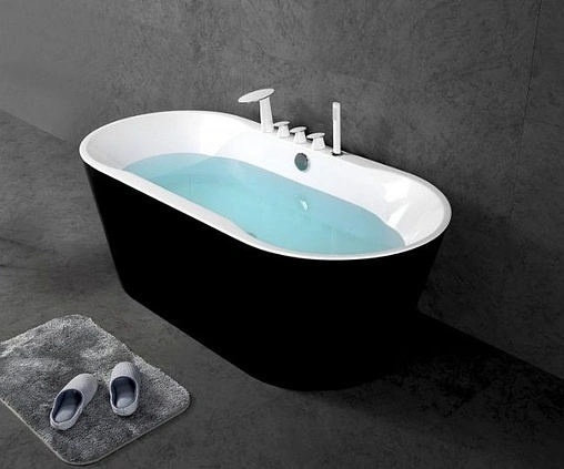 Ванна акриловая отдельностоящая BelBagno 170x80 белый/панель черный матовый BB200-1700-800-NERO