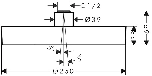 Лейка верхнего душа Hansgrohe Rainfinity 250 1jet матовый белый матовый/графит 26228700