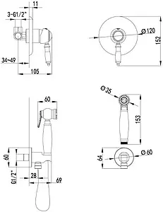 Гигиенический душ со смесителем Lemark Villa бронза/белый LM4819B Гигиенический душ со смесителем Lemark Villa бронза/белый LM4819B, 2