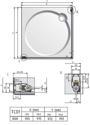 Душевая дверь 1000мм прозрачное/матовое стекло Roltechnik Tower Line TCO1/1000 727-1000000-01-20