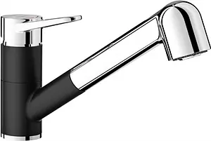 Смеситель для кухни с выдвижным изливом Blanco Blancowega-S II чёрный/хром 526428 Смеситель для кухни с выдвижным изливом Blanco Blancowega-S II чёрный/хром 526428, 1