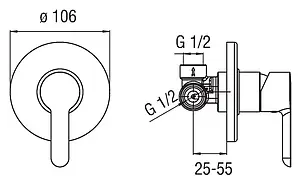 Смеситель для душа скрытого монтажа Nobili ABC хром AB87108CR Смеситель для душа скрытого монтажа Nobili ABC хром AB87108CR, 2