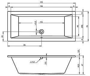 Ванна акриловая Riho LUSSO 170x75 B007001005, 5
