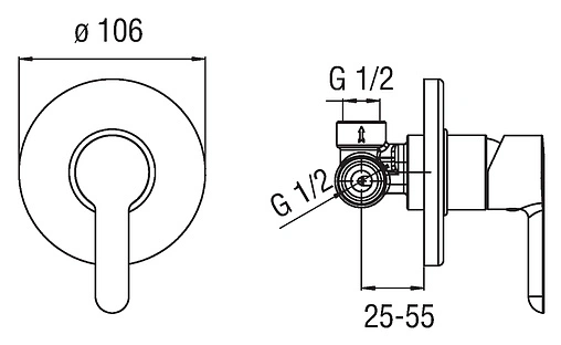 Смеситель для душа скрытого монтажа Nobili ABC хром AB87108CR