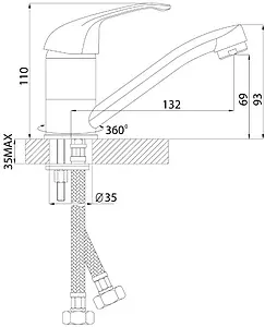 Смеситель для раковины Rossinka хром A35-22U, 2