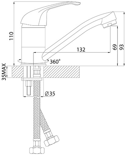 Смеситель для раковины Rossinka хром A35-22U