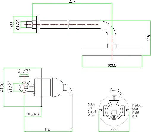 Душевая система со смесителем для душа Fiore Koko хром 87CR7563