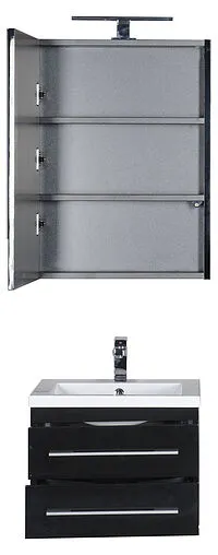 Шкаф-зеркало Aquanet Нота 58 L чёрный 00169191