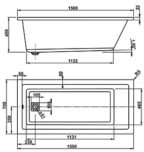 Ванна акриловая Vagnerplast Cavallo 150x70 VPBA157CAV2X-04, 2