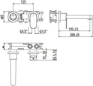Смеситель для раковины из стены Gattoni H2OMIX7000 чёрный матовый 7003570NO, 2