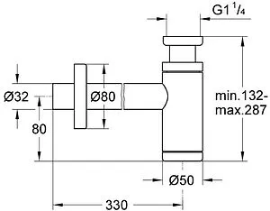 Сифон бутылочный для раковины Grohe хром 28912000 Сифон бутылочный для раковины Grohe хром 28912000, 2