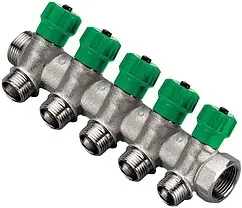 Коллектор регулирующий проходной 5 отводов 1"в/н x ½"к Tiemme RUBINO 1840011 Коллектор регулирующий проходной 5 отводов 1"в/н x ½"к Tiemme RUBINO 1840011