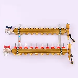 Группа коллекторная с расходомерами 10 отводов 1&quot;в/в x ¾&quot;ек Tiemme 3870011, 1