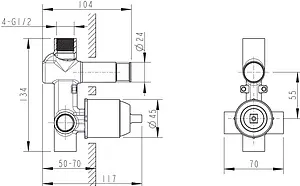 Скрытая часть термостата Bravat D9100CP, 2
