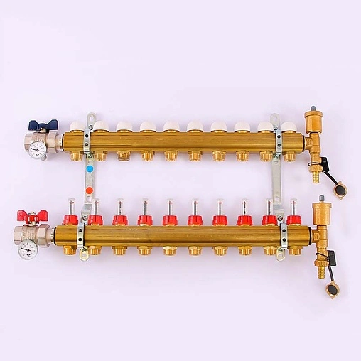 Группа коллекторная с расходомерами 10 отводов 1&quot;в/в x ¾&quot;ек Tiemme 3870011