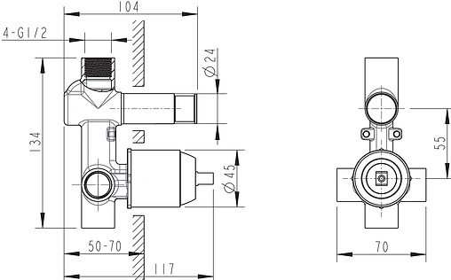 Скрытая часть термостата Bravat D9100CP