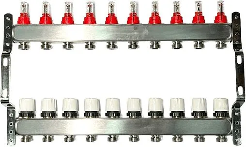 Группа коллекторная с расходомерами 10 отводов 1&quot;в/в x ¾&quot;ек Uni-fitt TECHNO 450W4310