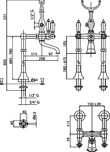 Смеситель для ванны напольный Cezares First хром/белый FIRST-VDP-01-Bi Смеситель для ванны напольный Cezares First хром/белый FIRST-VDP-01-Bi, 2