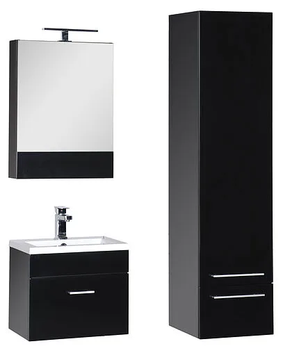 Шкаф-зеркало Aquanet Нота 50 камерино  чёрный 176947