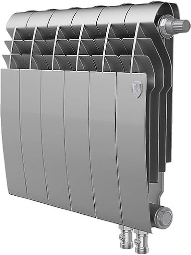 Радиатор биметаллический 6 секций нижнее правое подключение Royal Thermo BiLiner VD 350 Silver Satin RTBSSVDR35006