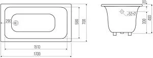 Ванна чугунная Goldman Classic 170x70 CL17070 Ванна чугунная Goldman Classic 170x70 CL17070, 2