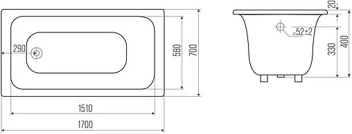 Ванна чугунная Goldman Classic 170x70 CL17070