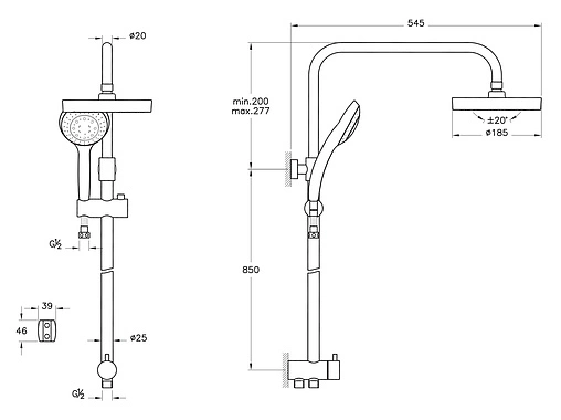 Душевая система без смесителя VitrA Samba хром A45597EXP