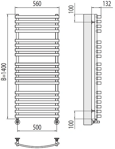 Полотенцесушитель водяной лесенка Terminus Капри П19 500х1400 полированная сталь 4670078530660