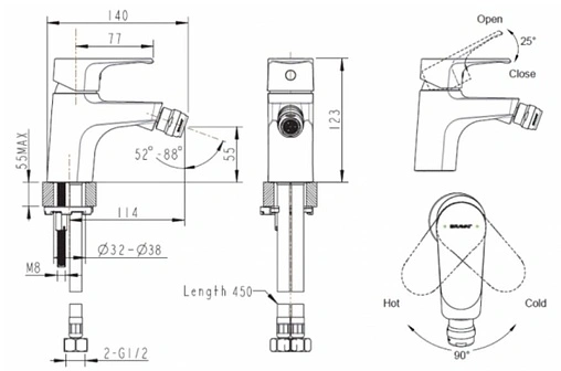 Смеситель для биде Bravat Alfa хром F3120178CP