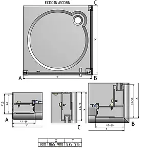 Душевое ограждение 900x900мм прозрачное стекло Roltechnik Exclusive Line ECDO1N+ECDBN/900*900 black elox 562-9000000-05-02+563-9000000-05-02 Душевое ограждение 900x900мм прозрачное стекло Roltechnik Exclusive Line ECDO1N+ECDBN/900*900 black elox 562-9000000-05-02+563-9000000-05-02, 2