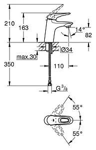 Смеситель для раковины Grohe Eurostyle New хром 32468003 Смеситель для раковины Grohe Eurostyle New хром 32468003, 2