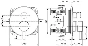 Смеситель для ванны скрытого монтажа Ideal Standard Ceraline чёрный матовый/хром A7389XG, 2