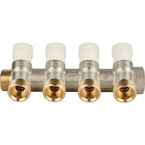 Коллектор регулирующий проходной 4 отвода ¾"в/н x ¾"ек Stout SMB 6851 343404 Коллектор регулирующий проходной 4 отвода ¾"в/н x ¾"ек Stout SMB 6851 343404