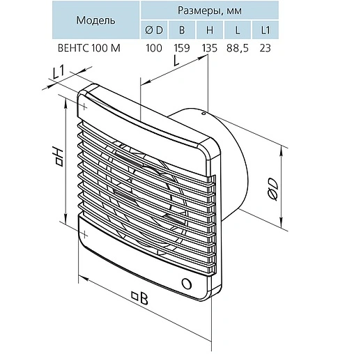 Вентилятор вытяжной Вентс 100 М белый