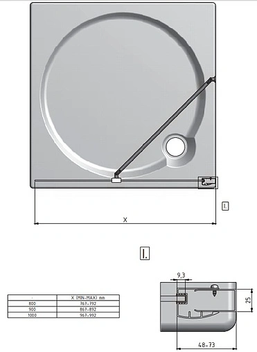 Душевое ограждение 1000мм прозрачное стекло Roltechnik Tower Line TBS/1000 746-1000000-00-02