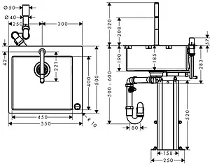 Мойка кухонная с встроенным смесителем Hansgrohe C71-F450-06 55x50 хром 43201000 Мойка кухонная с встроенным смесителем Hansgrohe C71-F450-06 55x50 хром 43201000, 2
