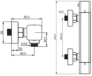 Термостат для душа Damixa Gala чёрный матовый 536000300, 2