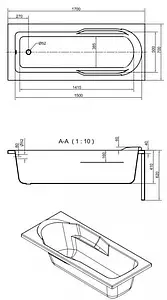 Ванна акриловая Cersanit Santana 170x70 63325 Ванна акриловая Cersanit Santana 170x70 63325, 2