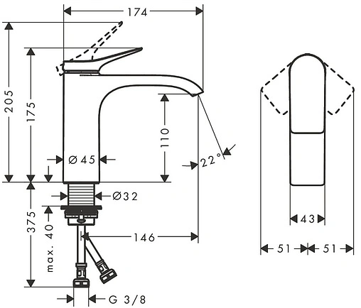 Смеситель для раковины Hansgrohe Vivenis 110 хром 75022000