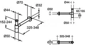 Сифон бутылочный для раковины Ideal Standard чёрный матовый T4441XG Сифон бутылочный для раковины Ideal Standard чёрный матовый T4441XG, 2