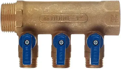 Коллектор запорный проходной 3 отвода 1&quot;в/н x ½&quot;к Tiemme NINO 1820005