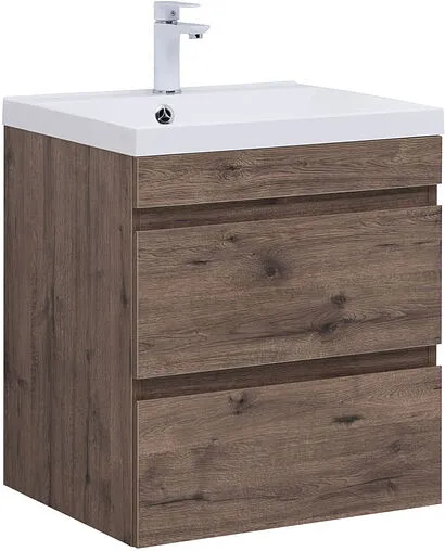 Тумба-умывальник подвесная Aquanet Нота New 60 дуб веллингтон/табак 00334191+00281220