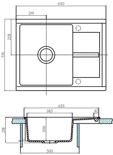 Мойка кухонная Aquaton Делия 60.2 графит 1A718632DE210 Мойка кухонная Aquaton Делия 60.2 графит 1A718632DE210