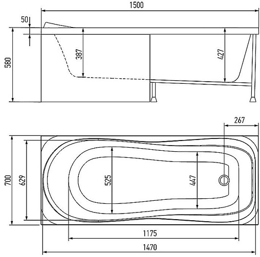 Ванна акриловая Alex Baitler Saima 150х70
