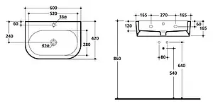 Раковина Kerasan Flo 60 белый 314201*1 Раковина Kerasan Flo 60 белый 314201*1, 2