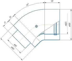 Колено для дымохода Ø 60/100мм ∠ 45° (Al) Krats PK-45, 2