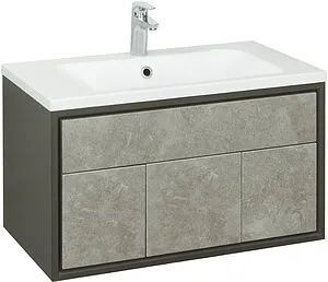 Тумба-умывальник подвесная Aquaton Уэльс 80 графит 1A2679K1WA6A0, 1